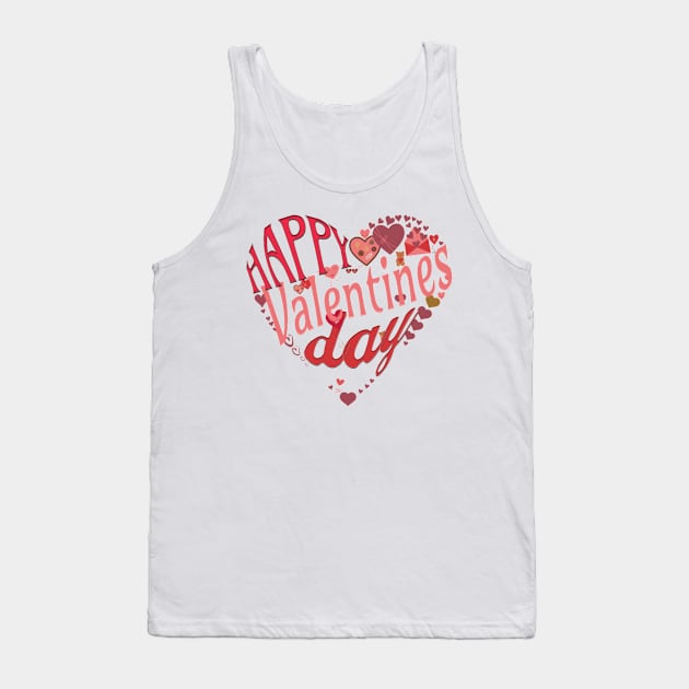 Happy Valentines Day,14 February , Red Heart Tank Top by KoumlisArt